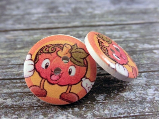 Preview: Kürbis Männchen Knopf Ohrstecker Holz Pumpkin